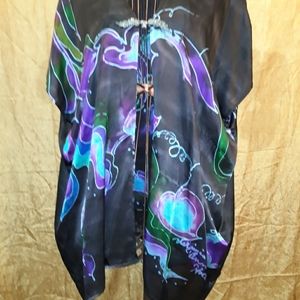 Hand Painted Silk Satin Jacket (Charmeuse Silk) by